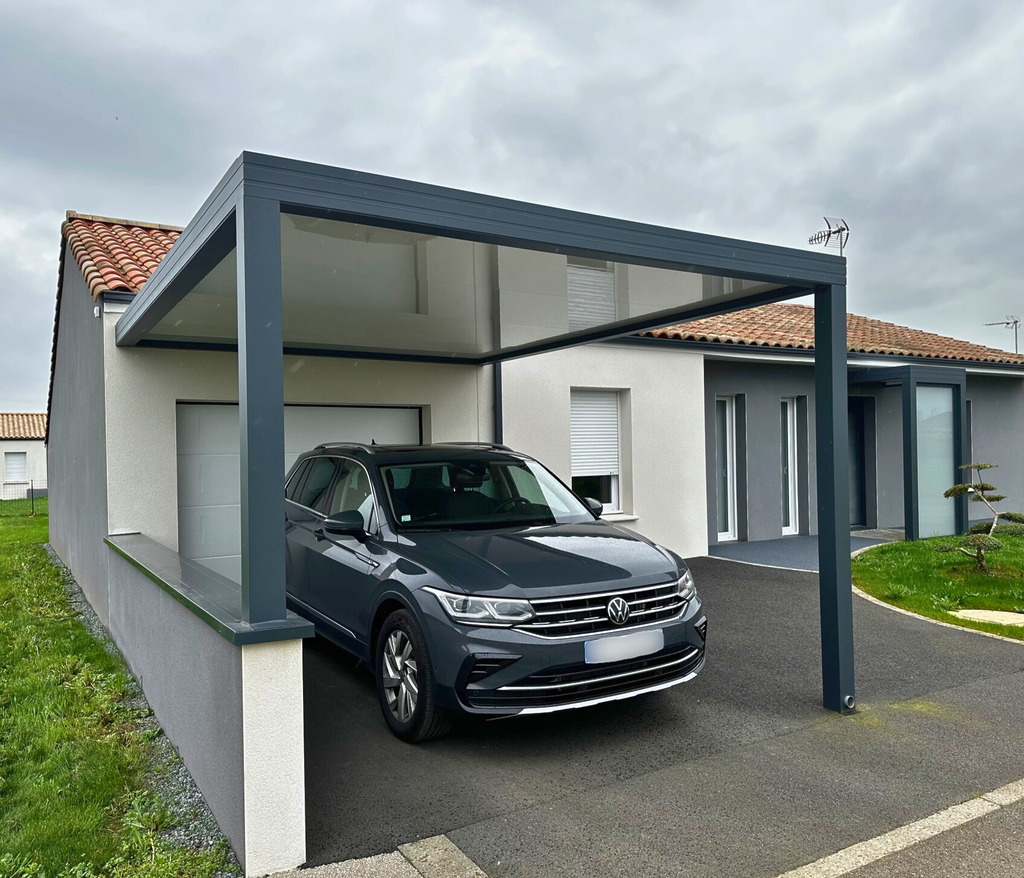 carport toit plat adossé